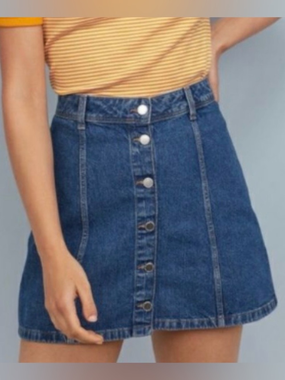 Divided Button Front A-Line Denim Skirt Sz 10